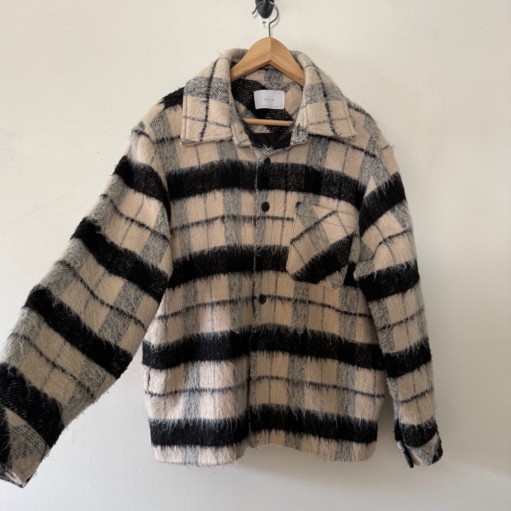 OAK + FORT Black and Cream Plaid Jacket
